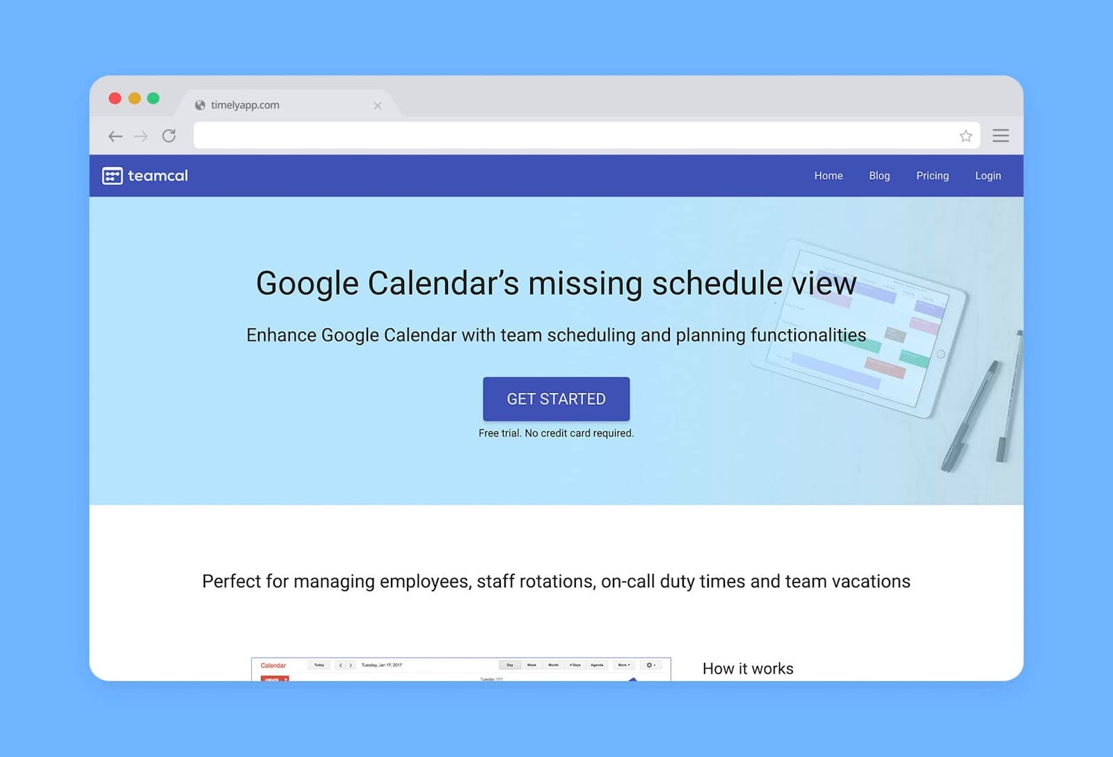 TeamCal – Google Calendar's missing schedule view