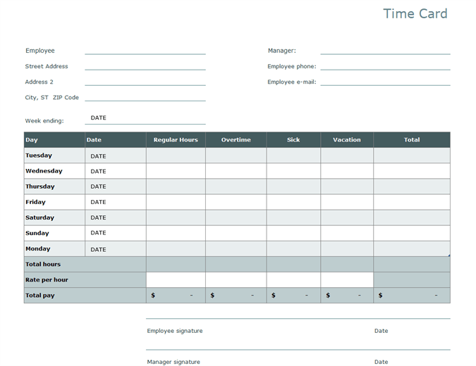 Excel timesheet template