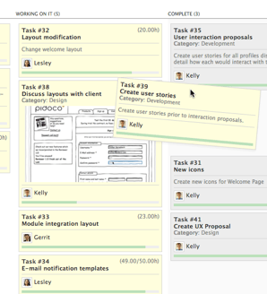 Drag and drop on the task board