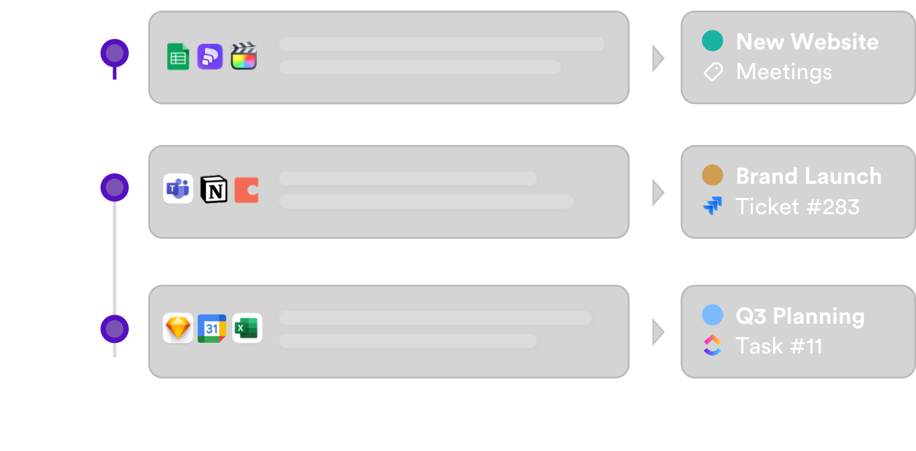 Screenshots of Timely software, including week view and task view