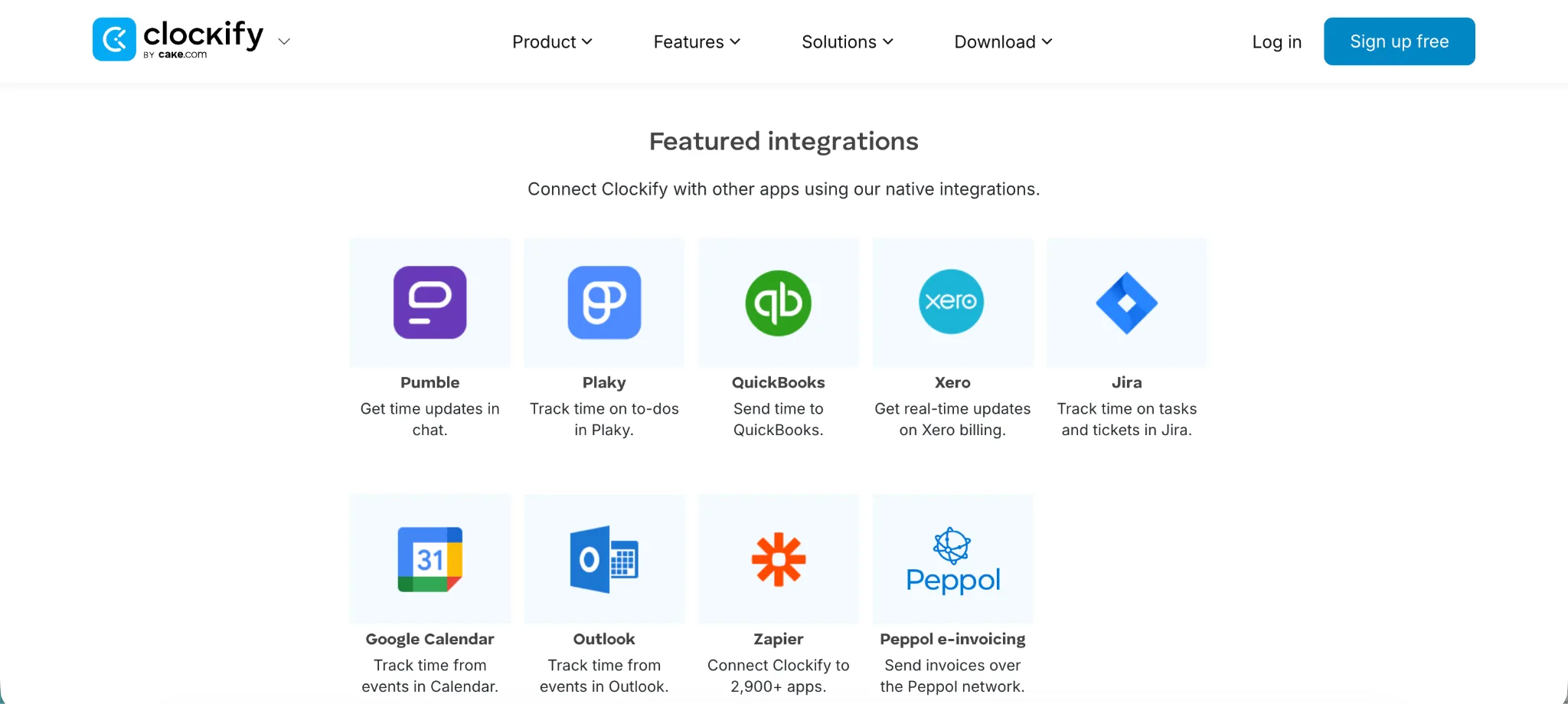 Integrations in Clockify and Harvest