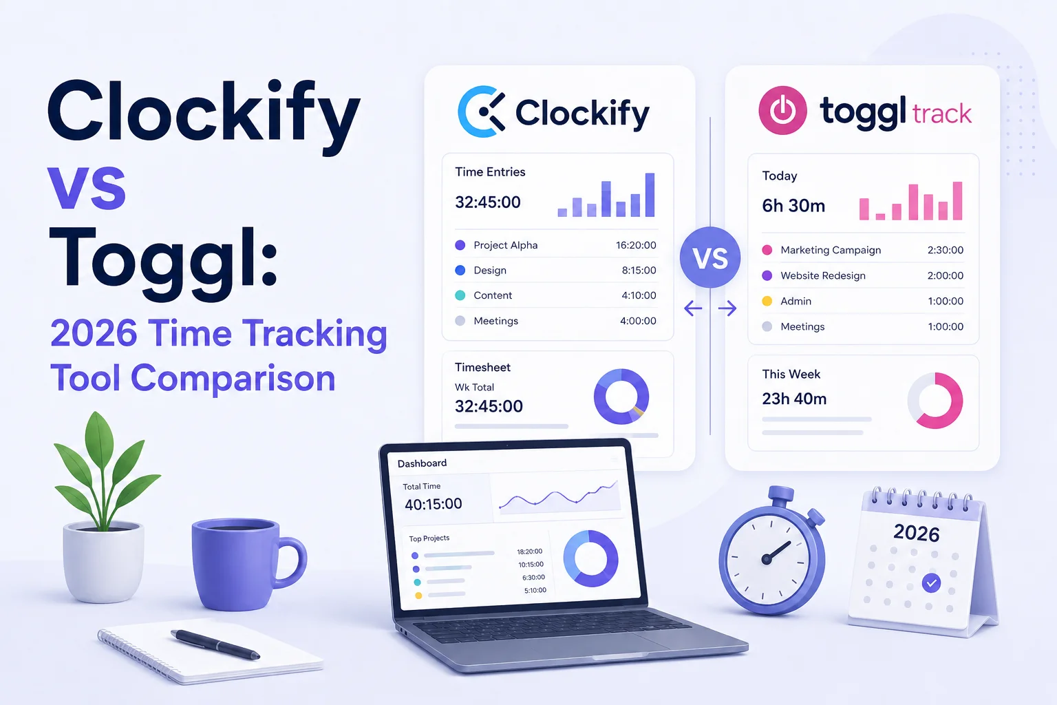 Clockify vs Toggl: 2026 Time Tracking Tool Comparison
