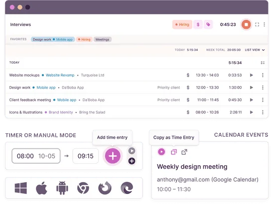 Clockify employee monitoring features