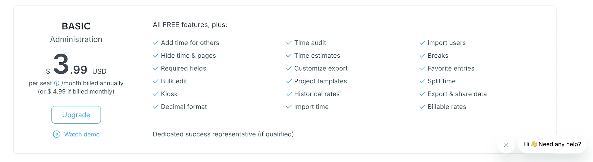 Clockify vs Toggl Track pricing comparison
