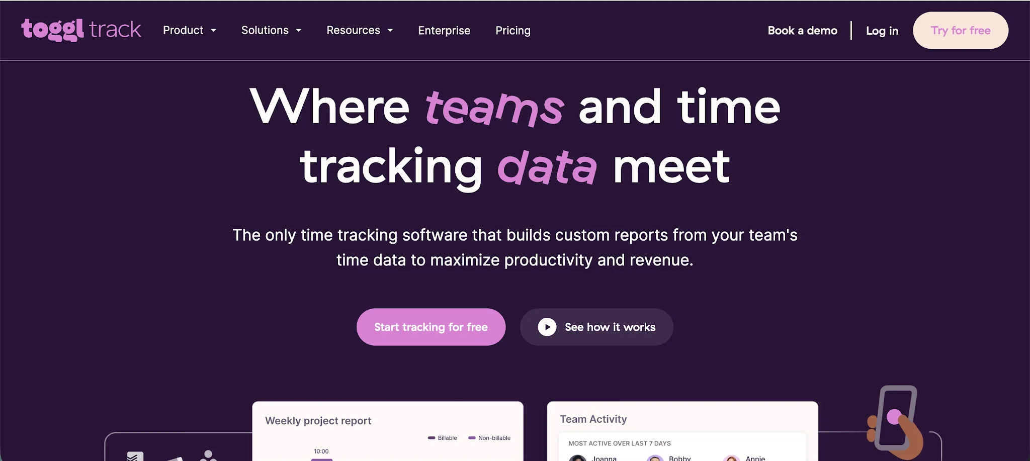 Toggl Track reporting dashboard