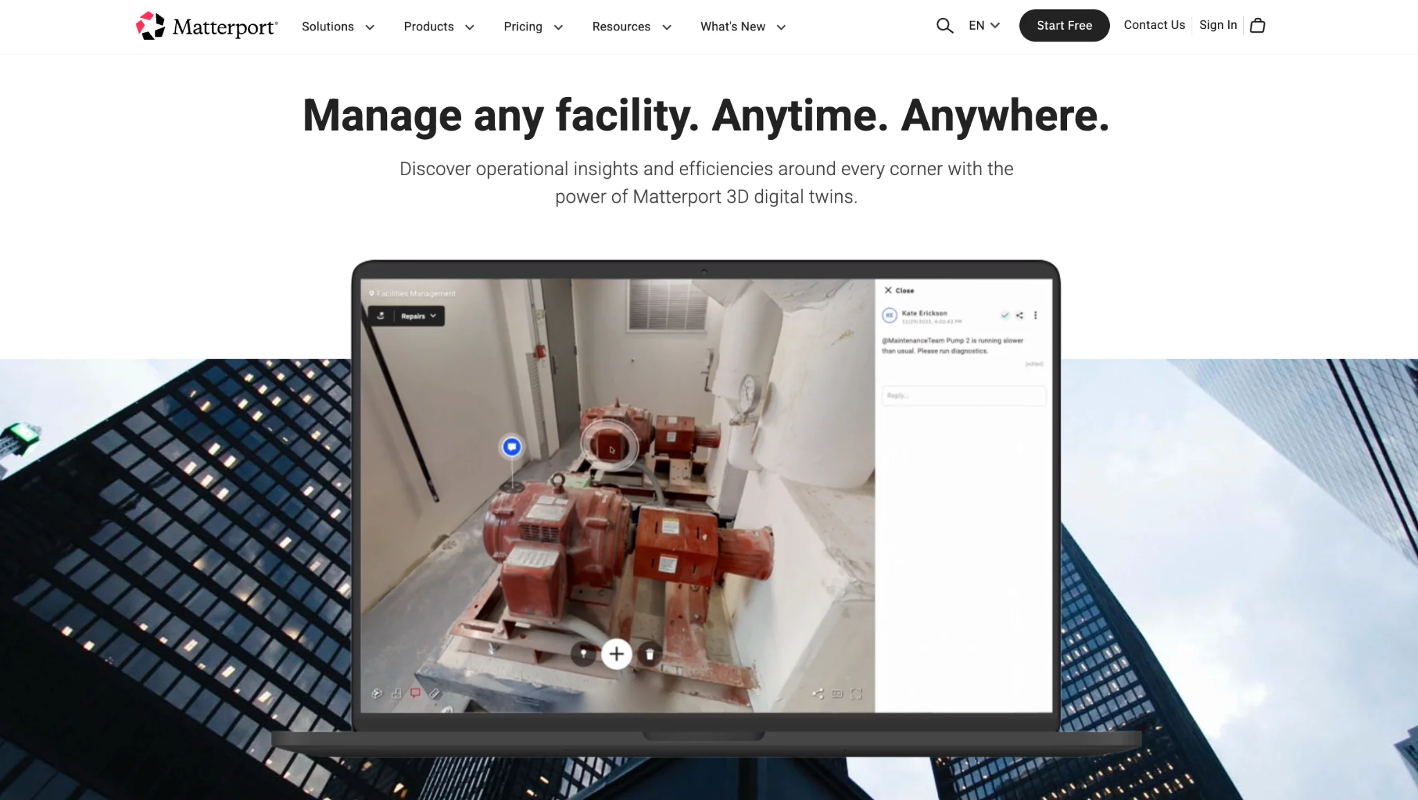 Matterport digital twin for facility management