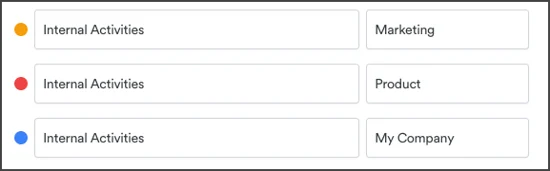 Internal activities project setup example
