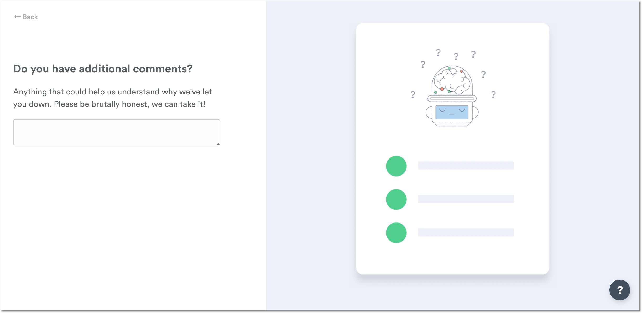 Exit survey comments