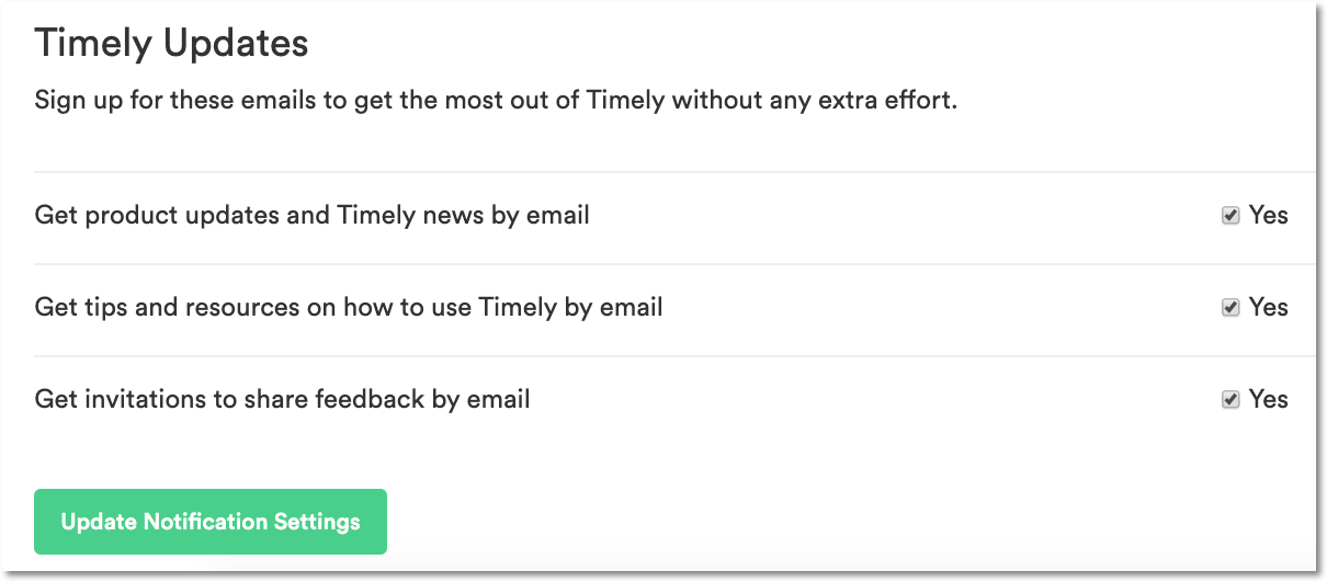 Timely update preferences