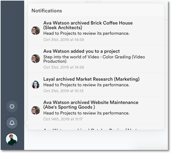 Web notifications bell icon