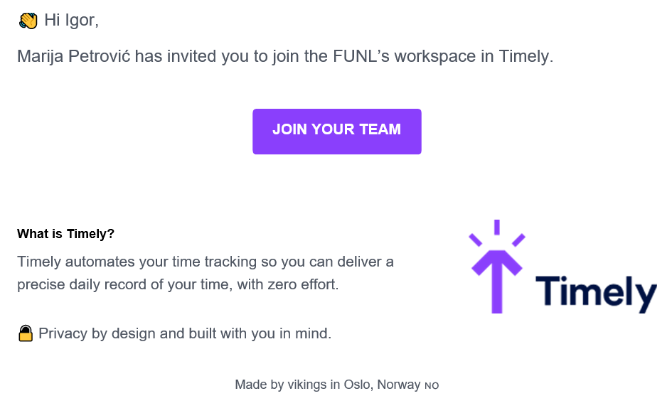 Invite email in Microsoft Outlook