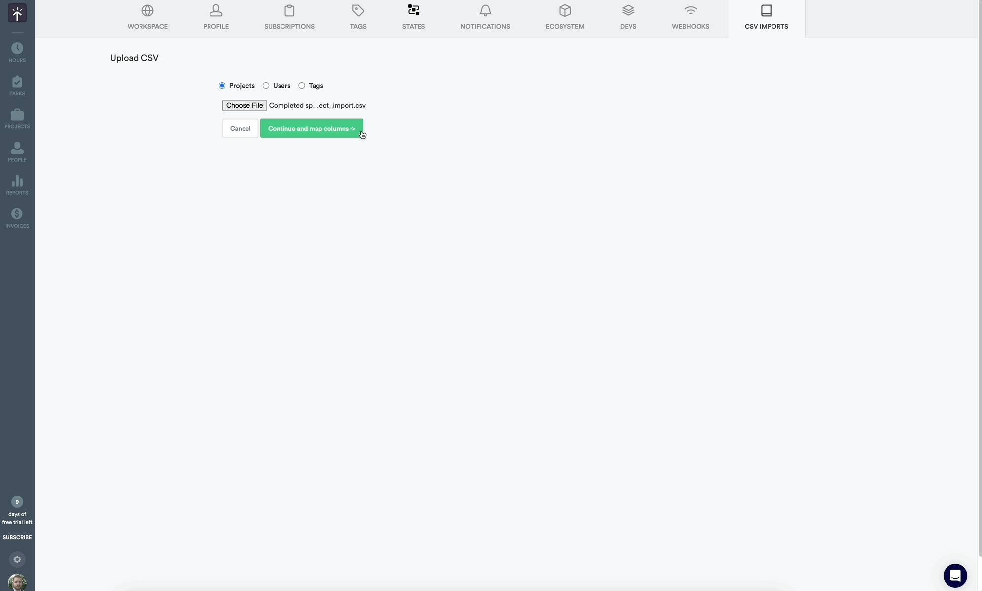 Column mapping process