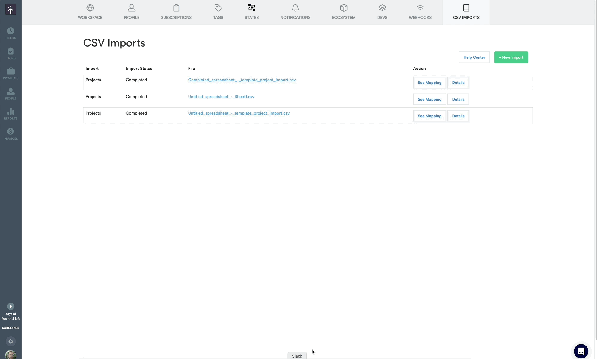 Review previous imports