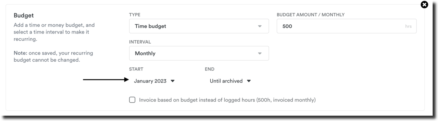 Recurring budget settings