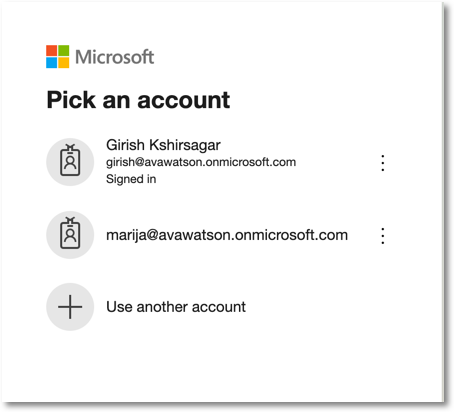 Select Azure AD account