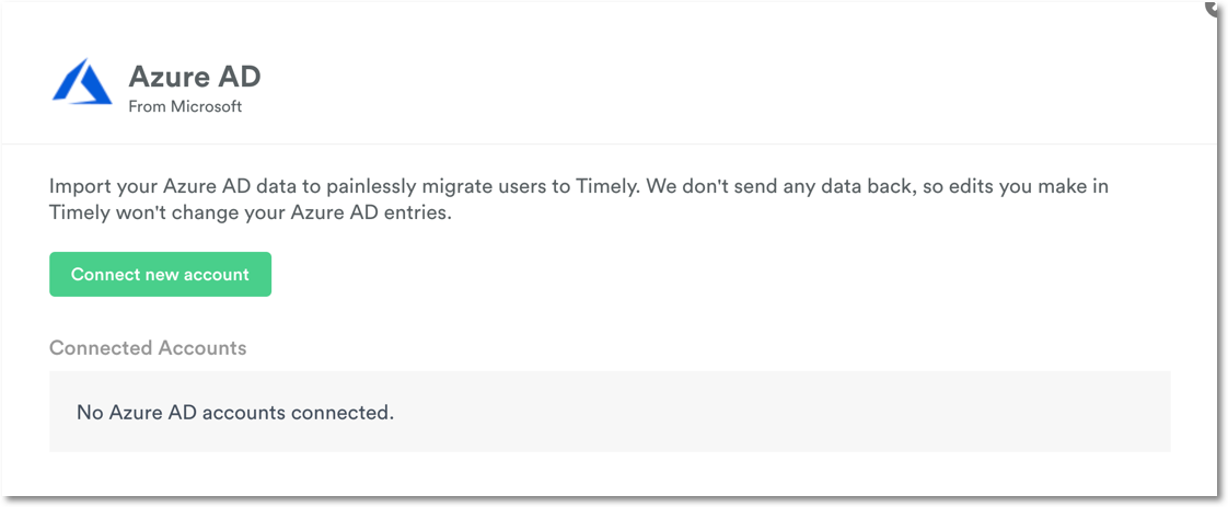 Azure AD in settings