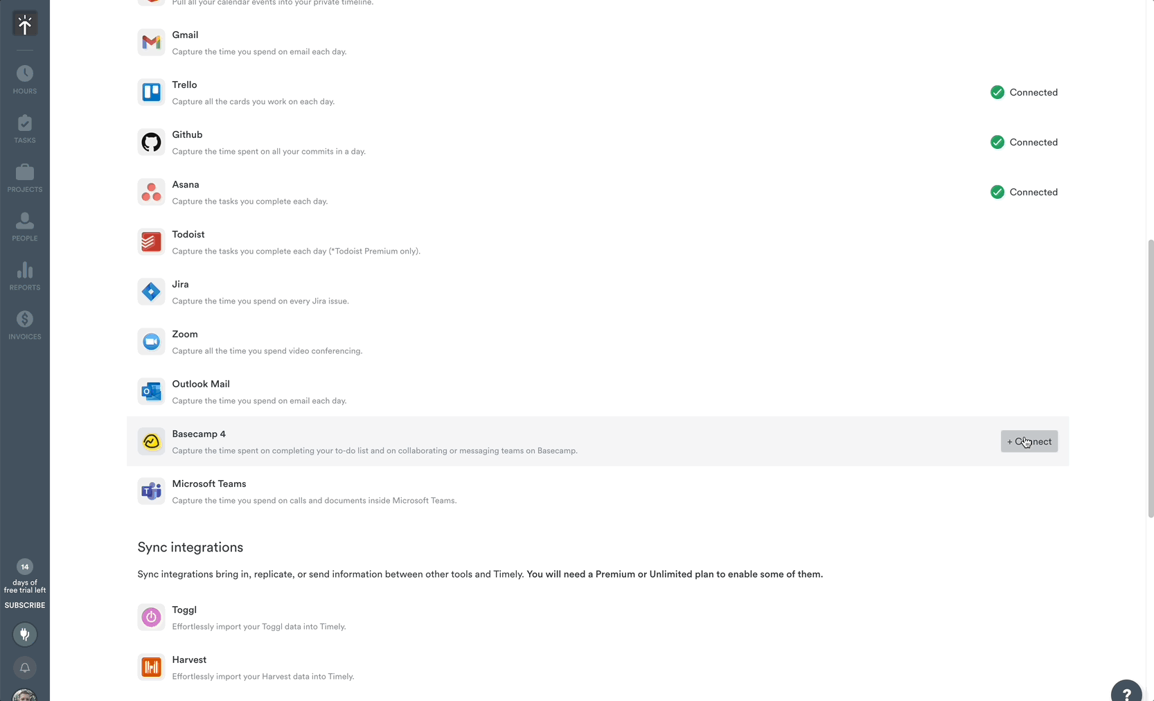 Connecting Basecamp to Timely