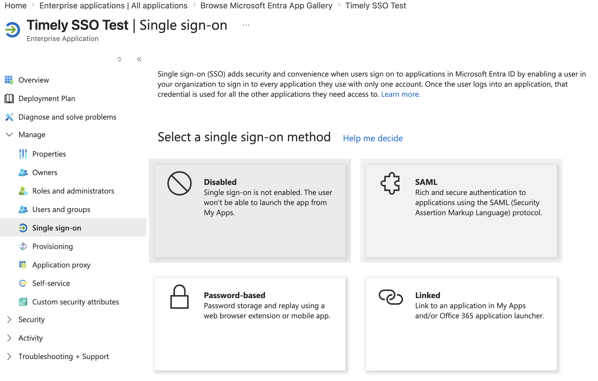 Select the SAML method