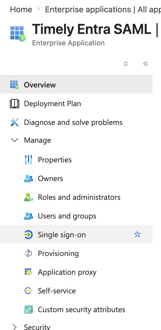 Single sign-on in the application menu