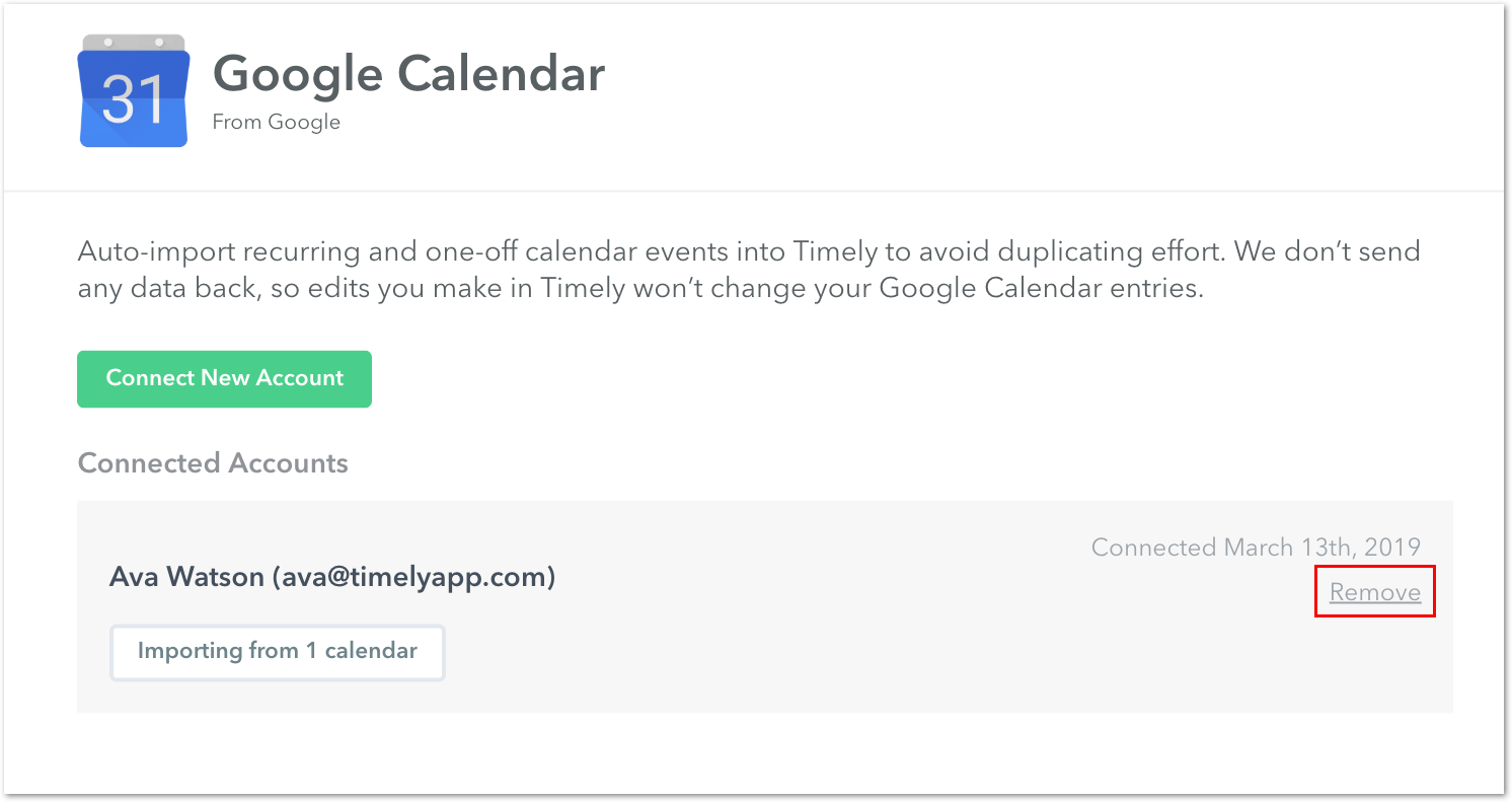 Remove Google Calendar