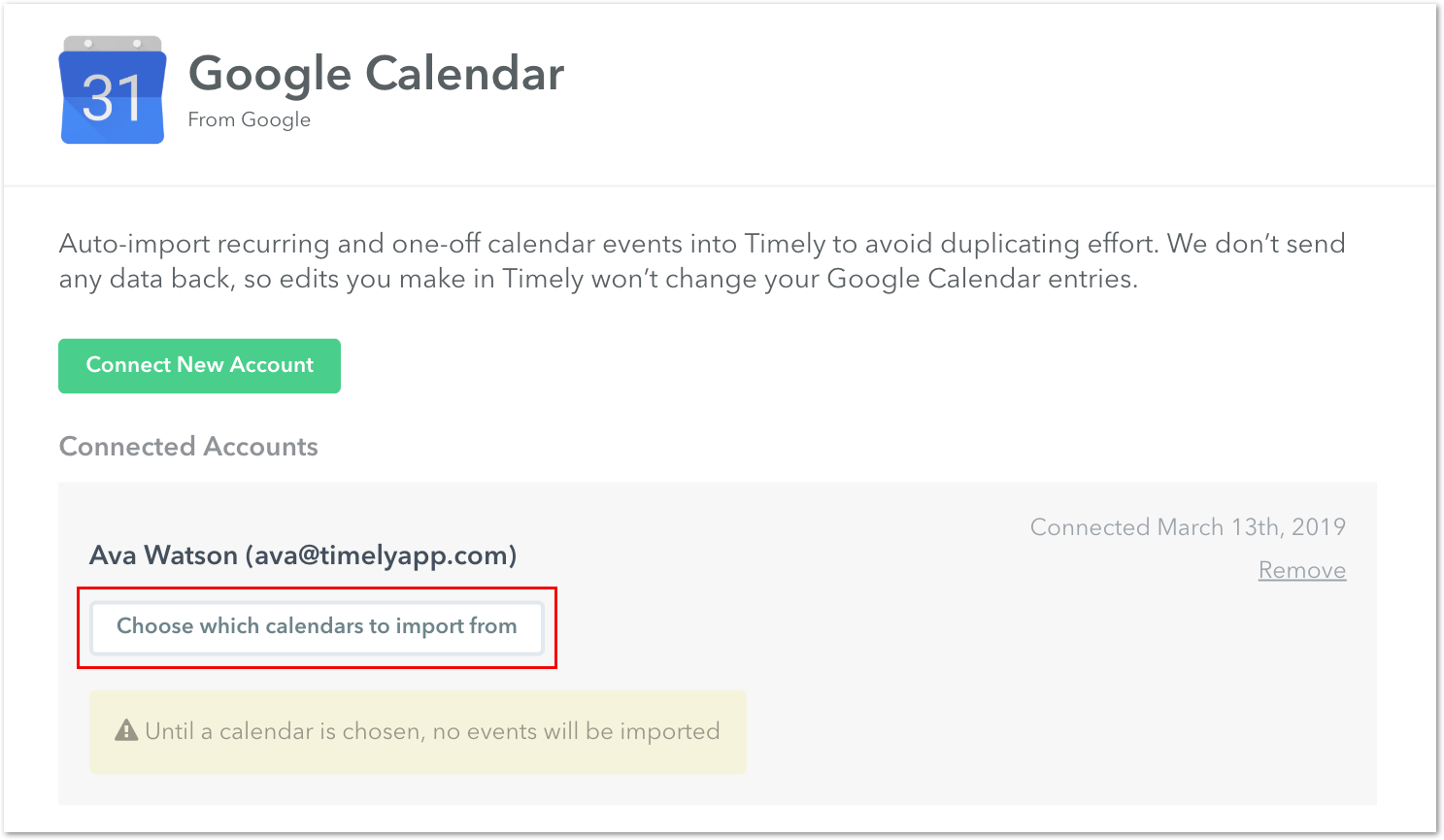 Select specific calendars
