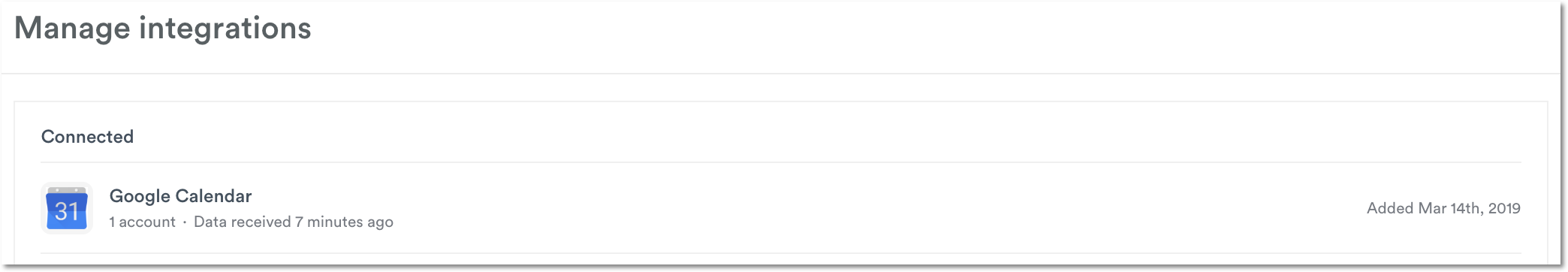 Google Calendar in settings