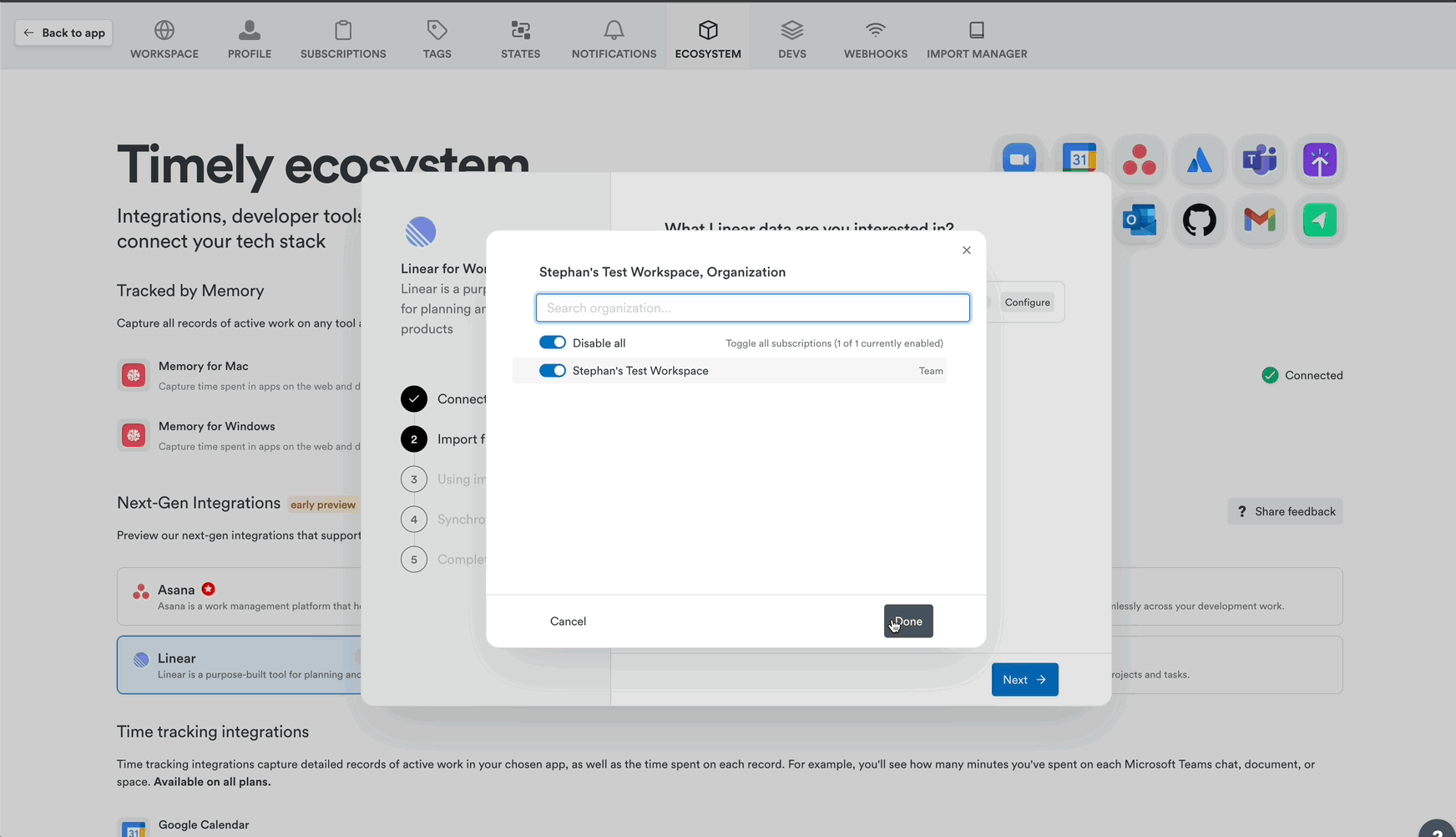 Linear sync configuration