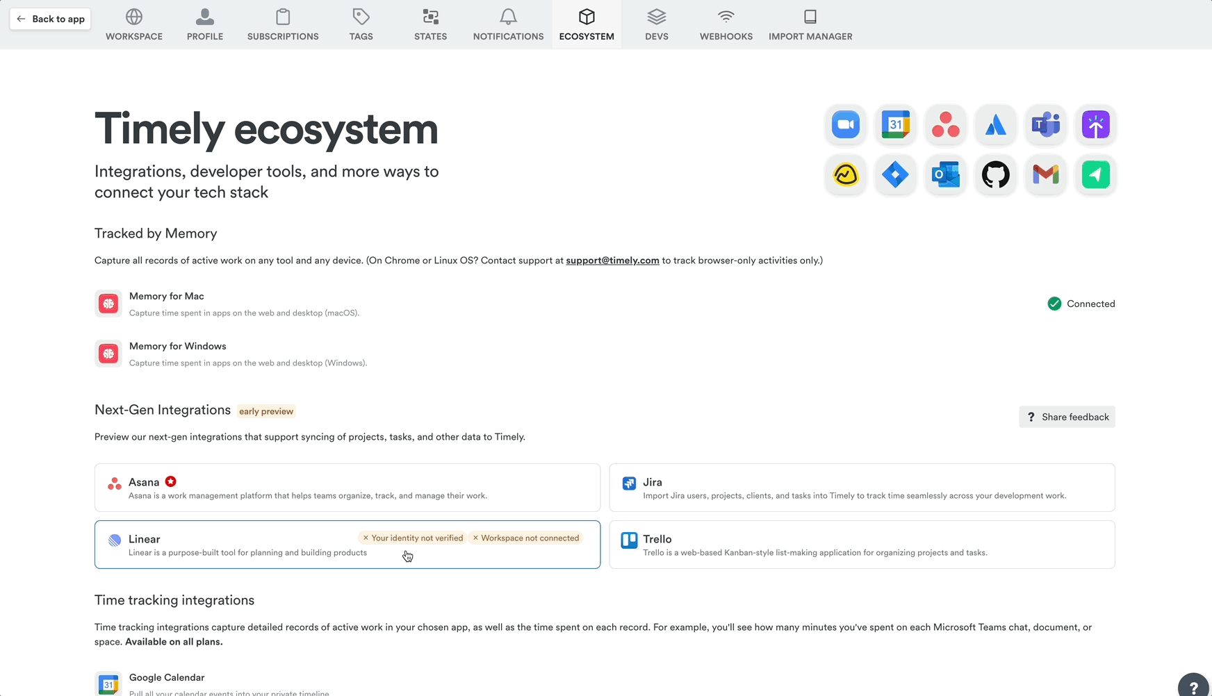 Connecting Linear workspace