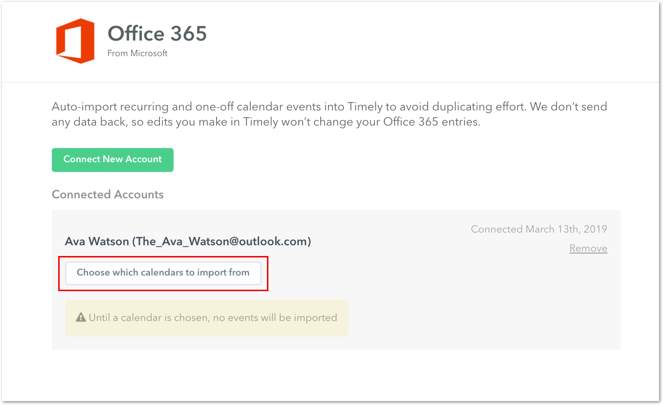 Select specific Office 365 calendars