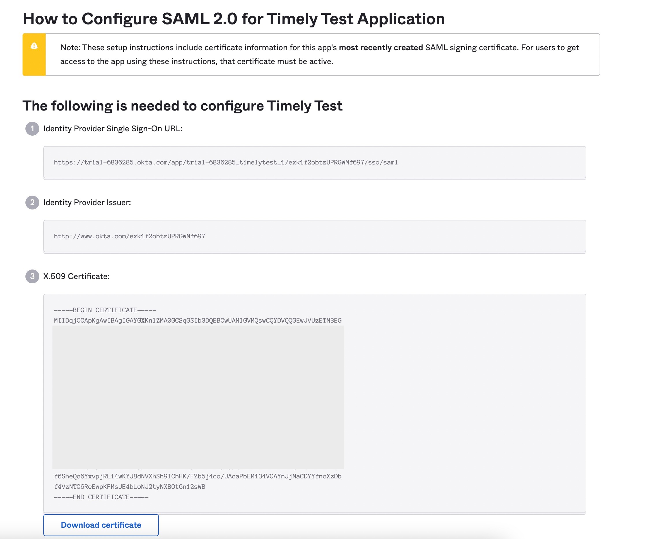 Identity Provider URLs