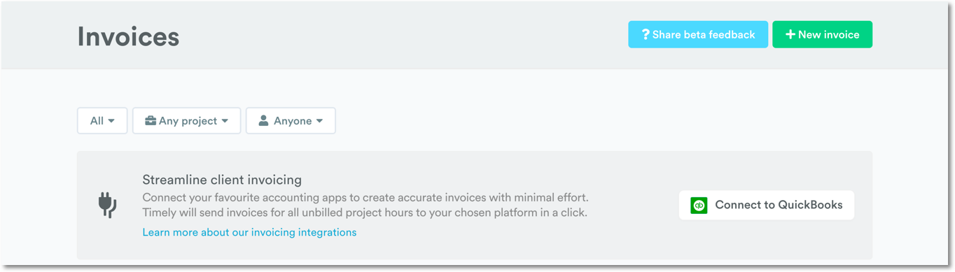 Connect via Invoices tab