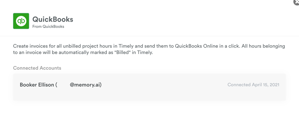 QuickBooks connected