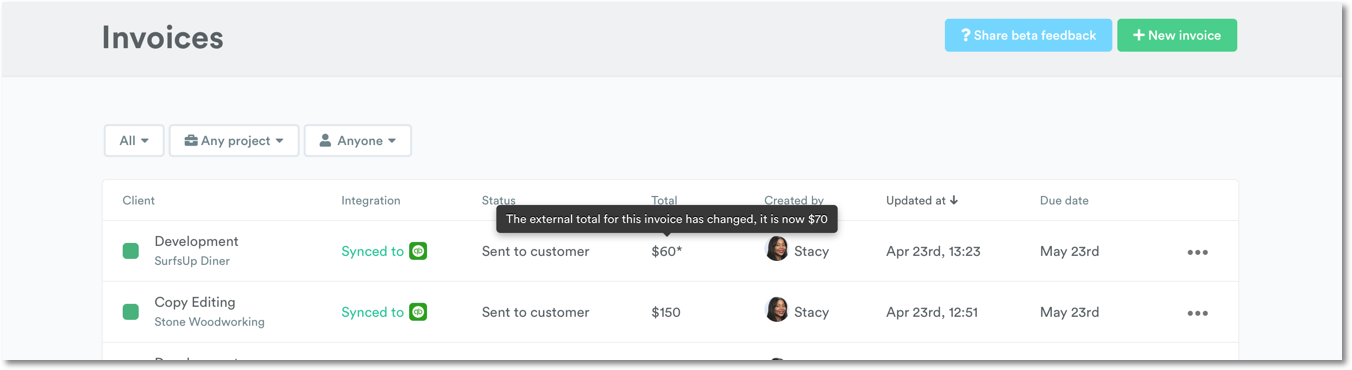 Updated amount tooltip
