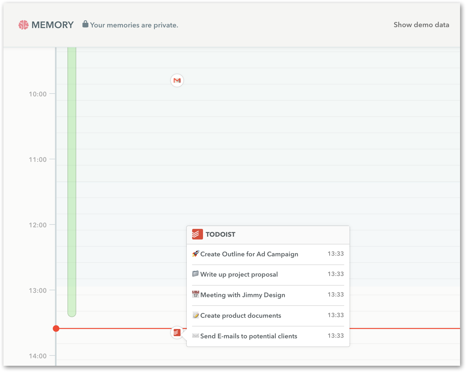 Todoist events on timeline