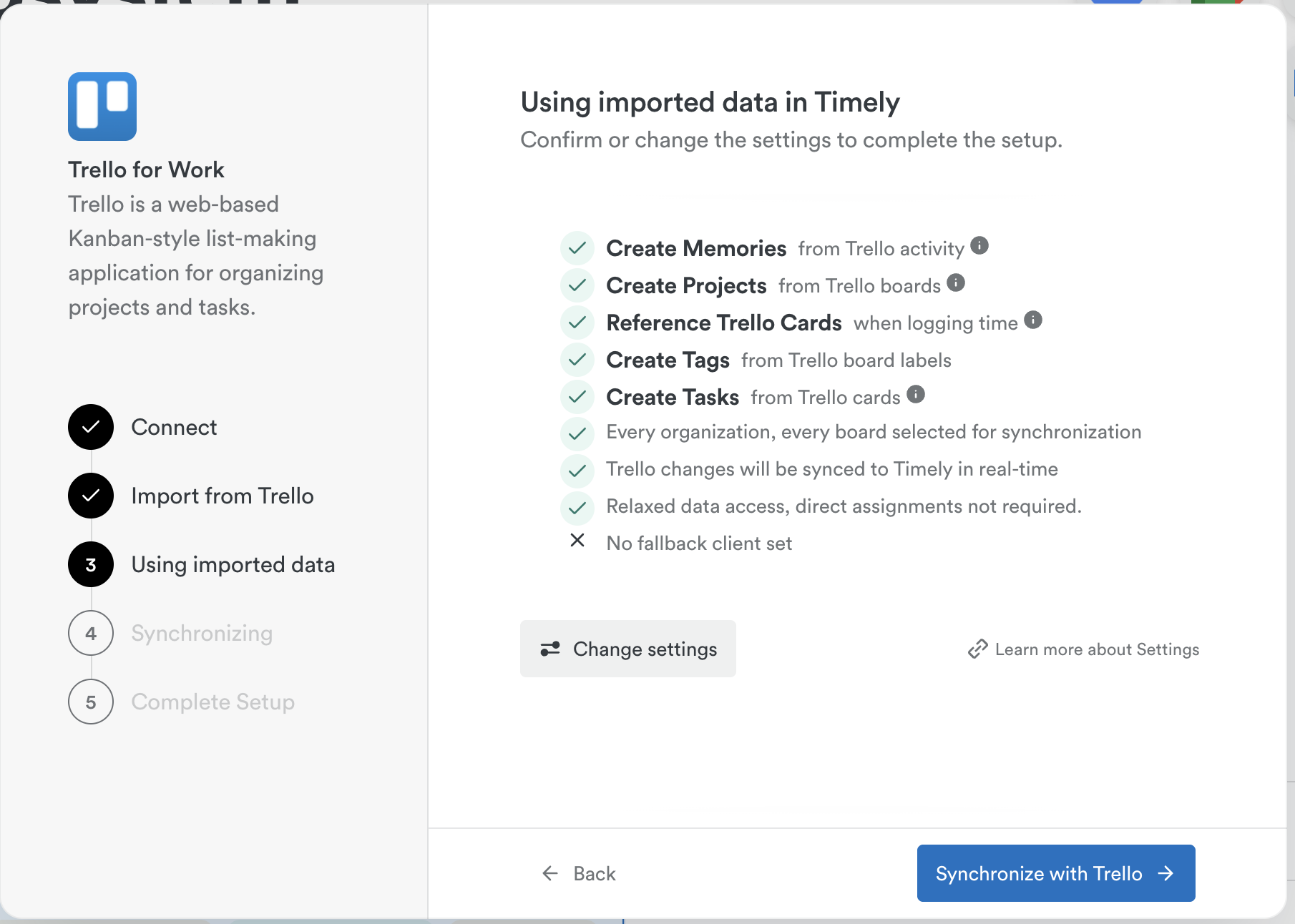 Default sync settings