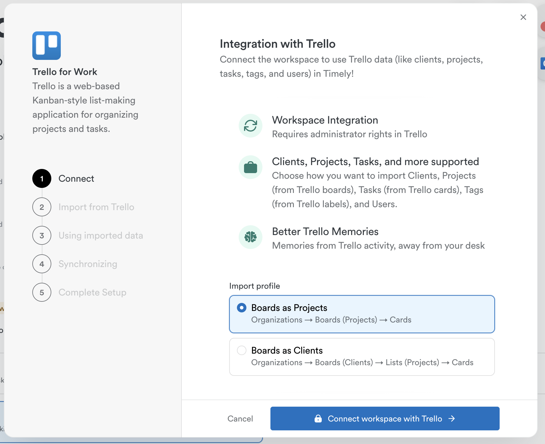 Trello import configuration