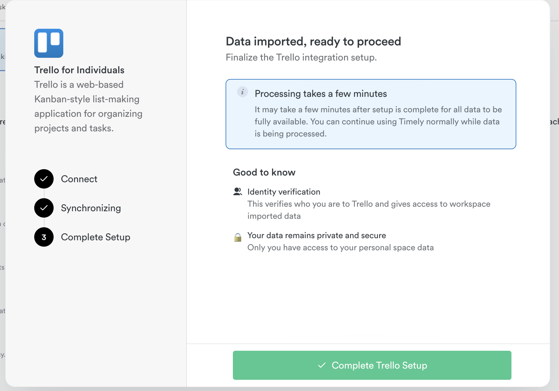 Trello personal connected