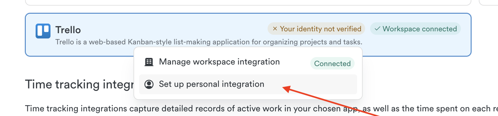 Personal integration setup