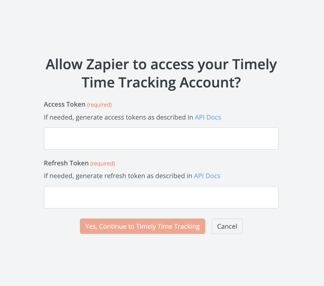 Zapier authentication prompt