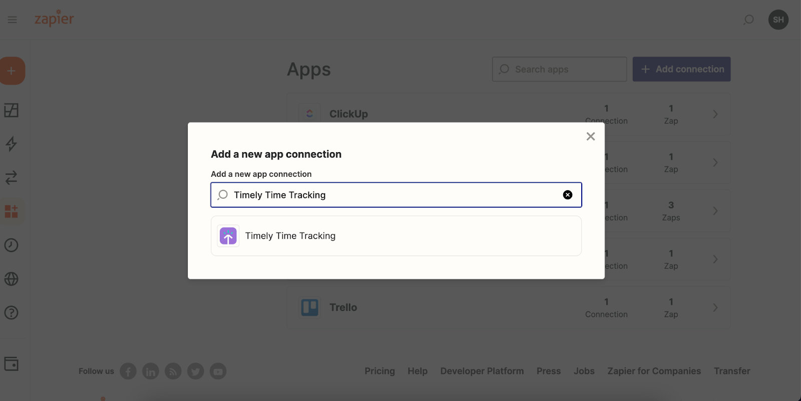 Connecting Timely in Zapier