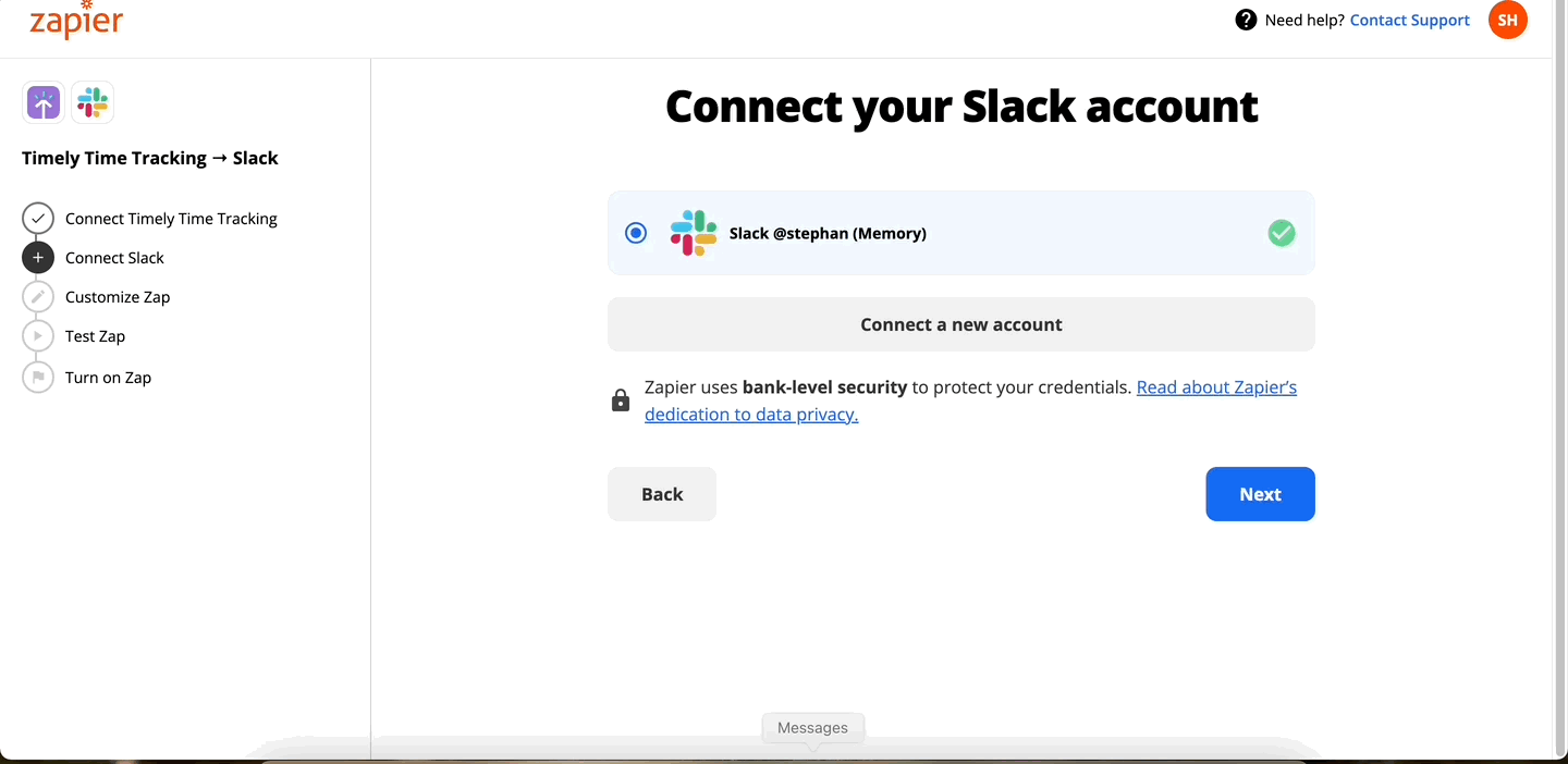 Slack Zap example