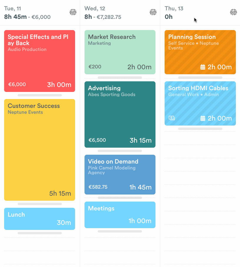 Drag to adjust planned time