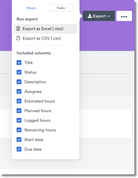 Export tasks data