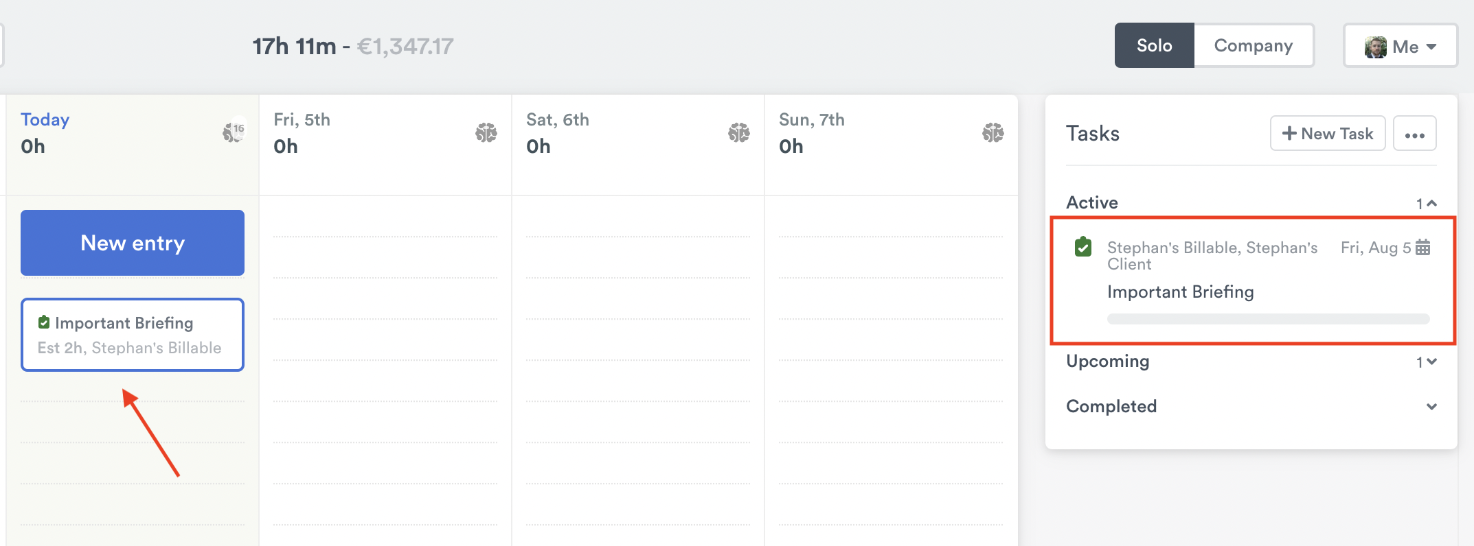 Inline task suggestions
