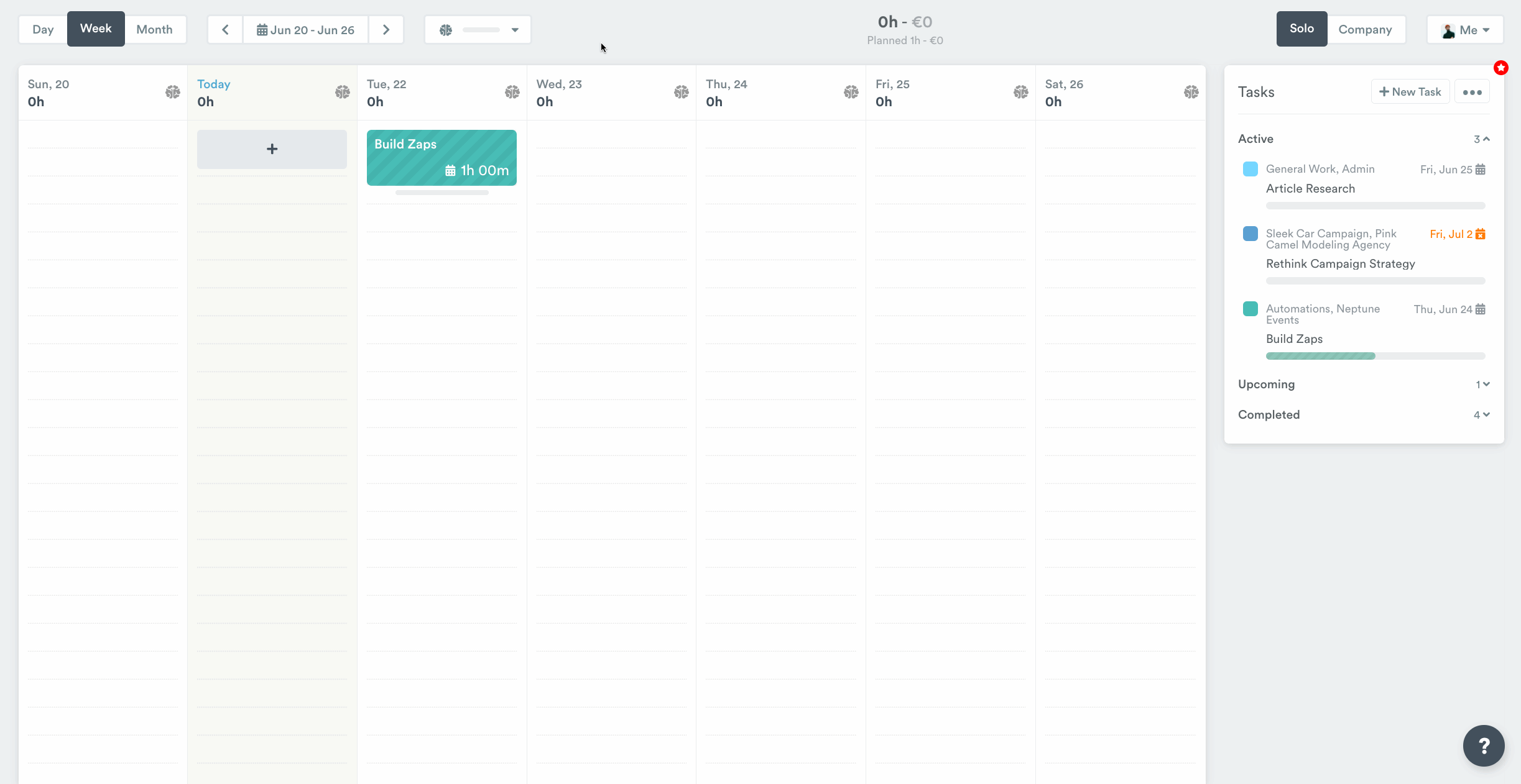 Quick log task from timesheet