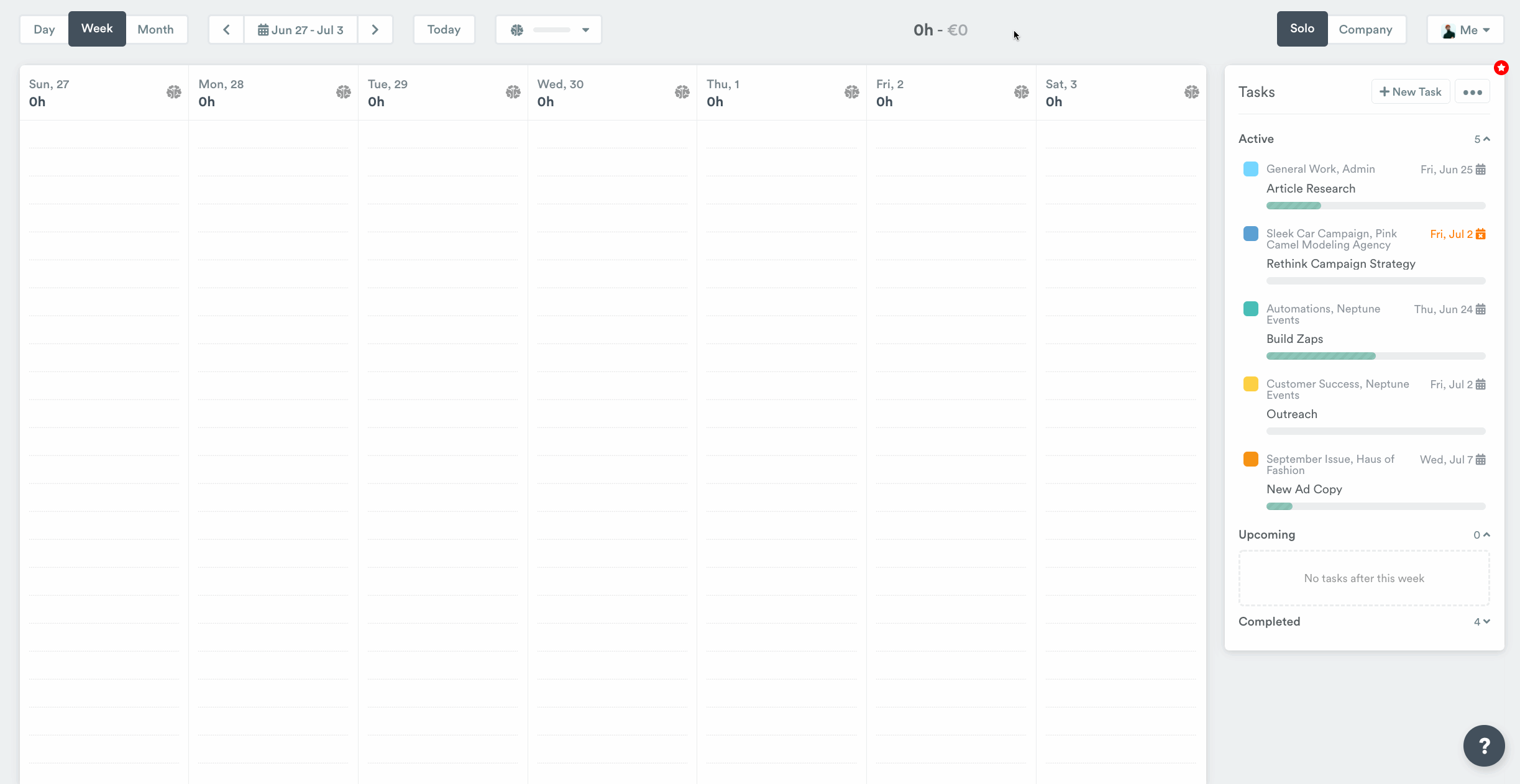 Space task over week
