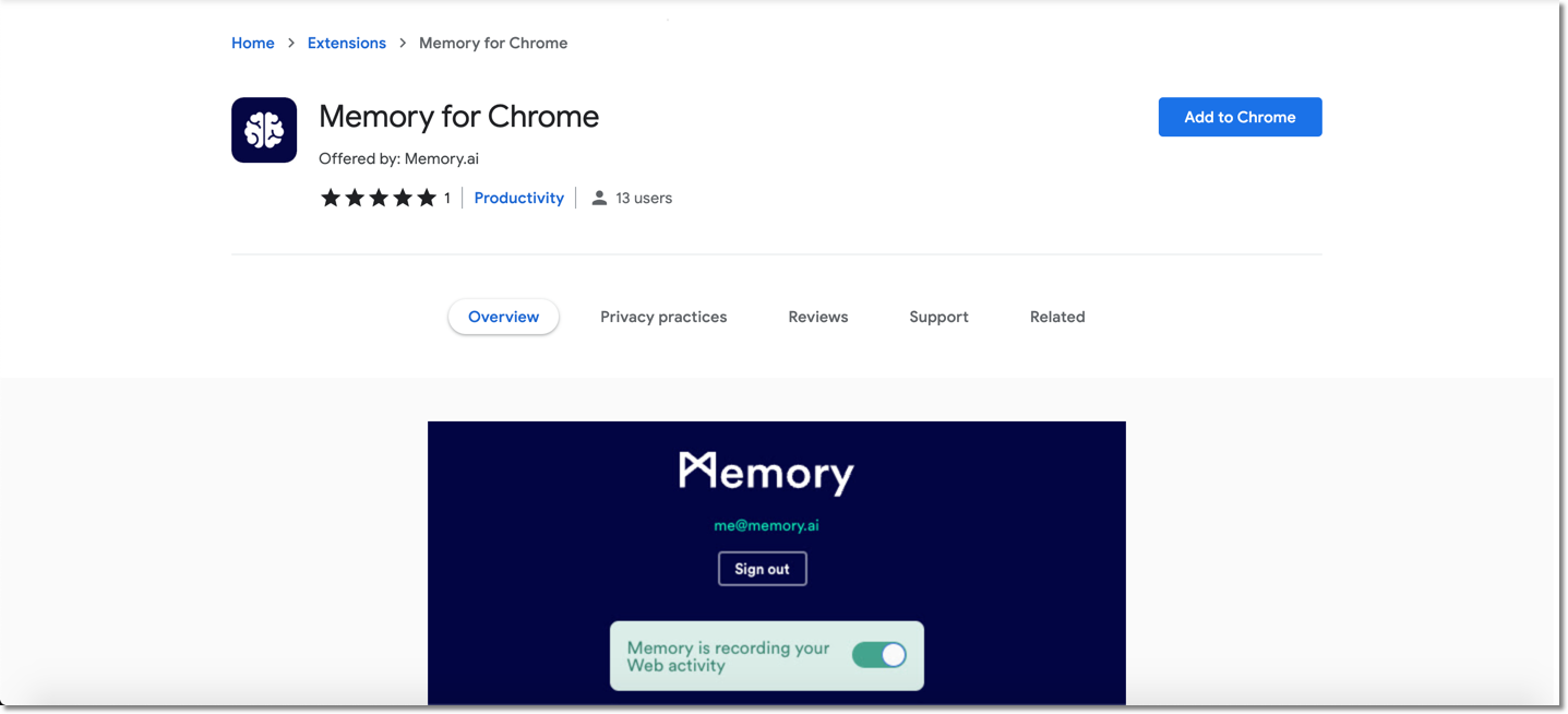 Add Memory to Chrome