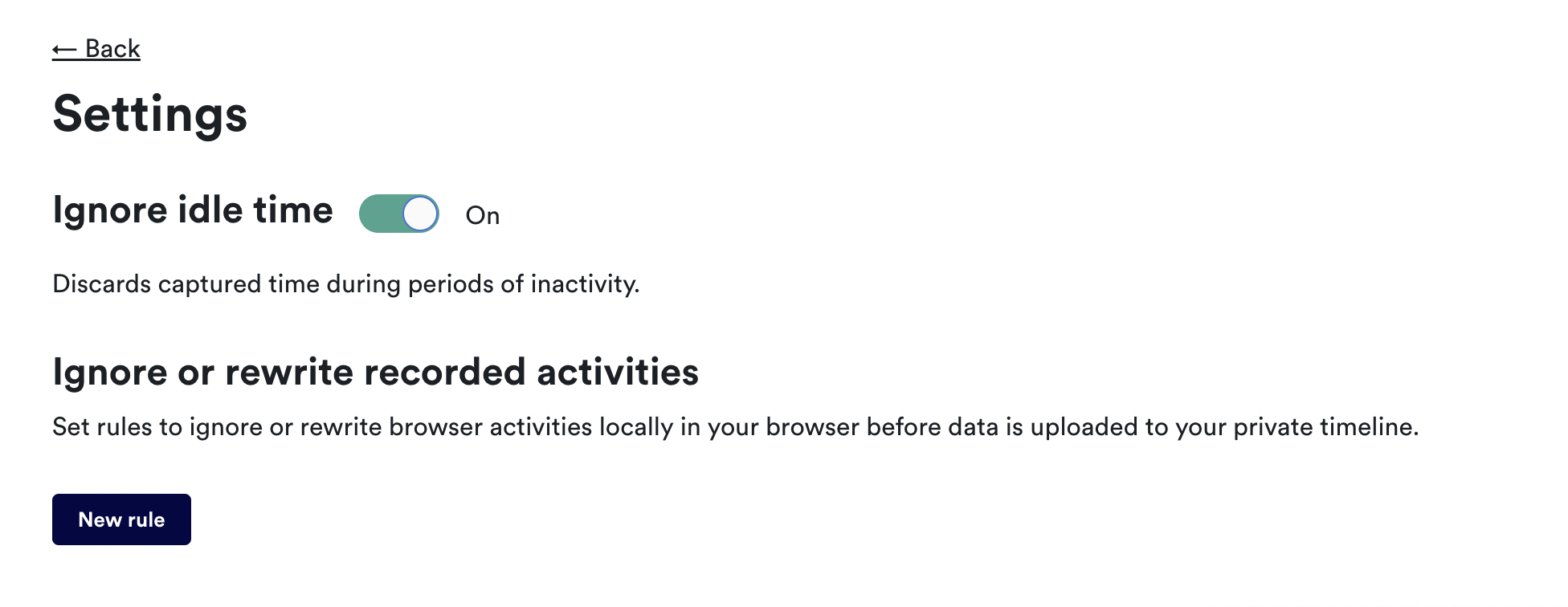 Idle time detection settings