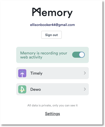 Sign in to Memory for Chrome