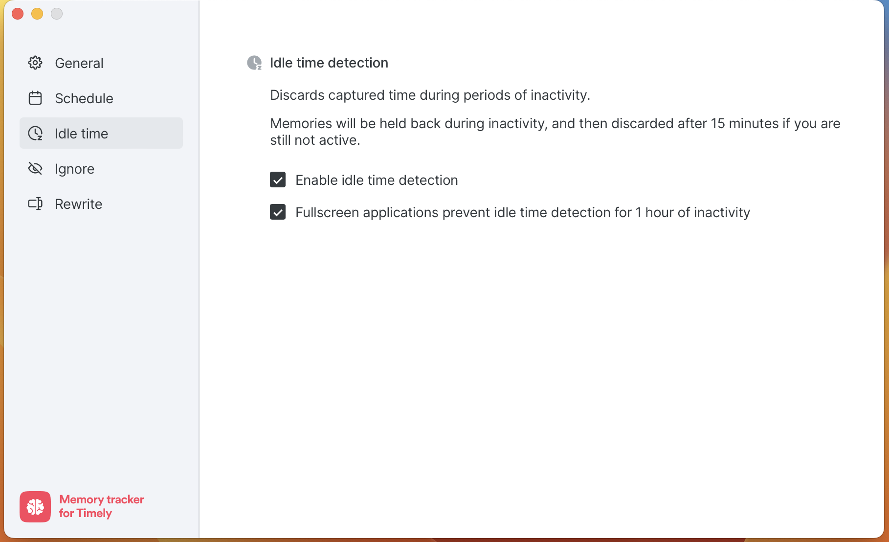 Memory for Mac idle time detection